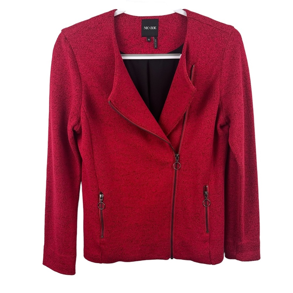 NIC+ZOE Red Asymmetrical Zip Jacket